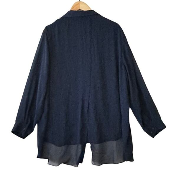 Cato Layered Button Down Shirt Sz 22/24 Split Back Chiffon Overlay Office Siren - Picture 2 of 16